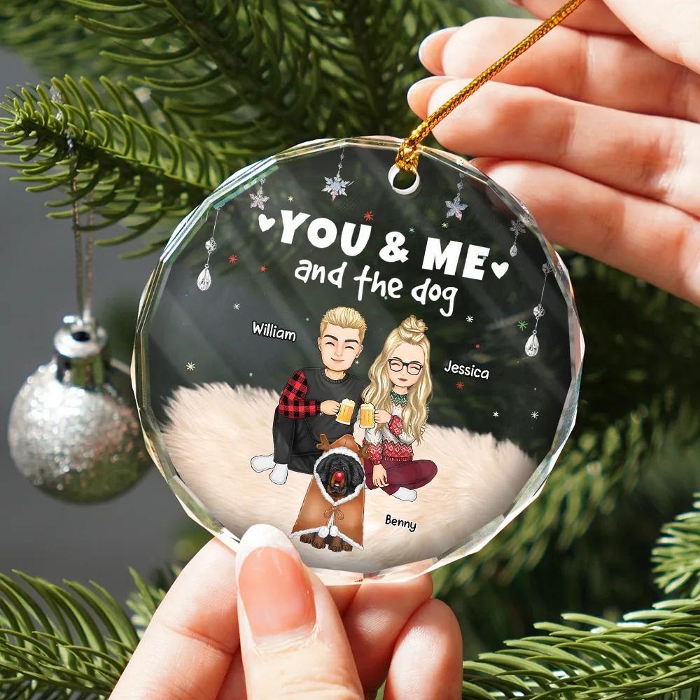 You And Me And The Dogs Semi Real - Personalized Circle Glass Ornament - Image 2