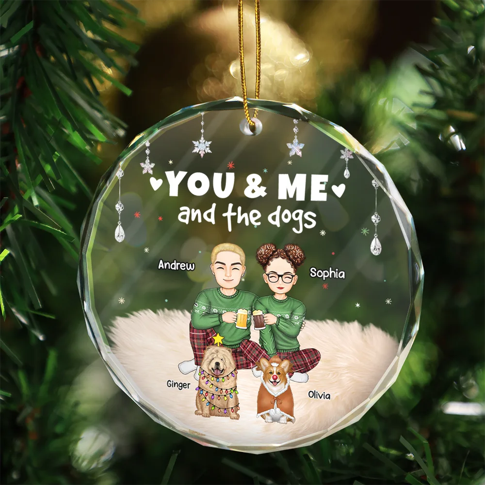 You And Me And The Dogs Semi Real - Personalized Circle Glass Ornament - Image 3