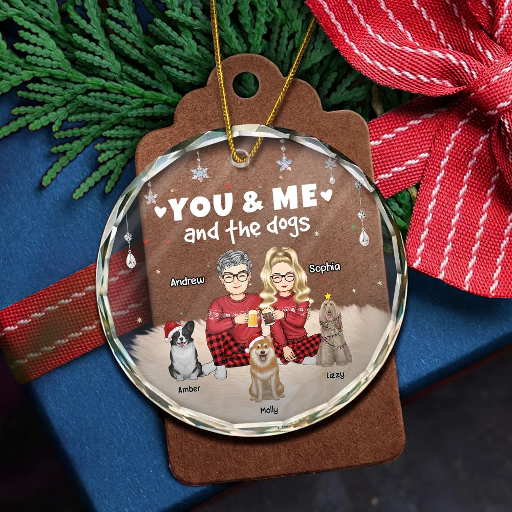 You And Me And The Dogs Semi Real - Personalized Circle Glass Ornament - Image 5