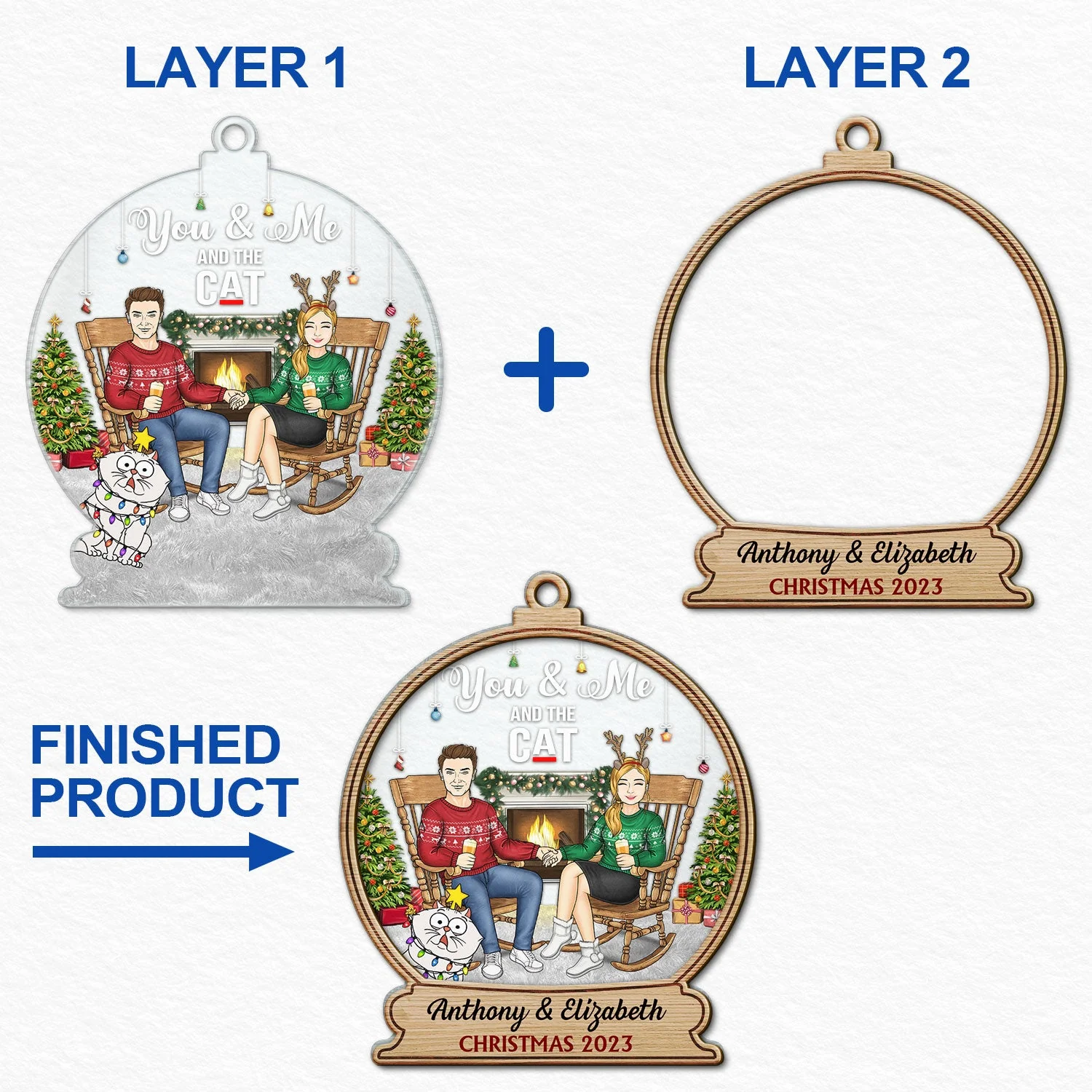 You And Me And The Fur Babies - Christmas Gift For Couples, Dog, Cat, Pet Lovers - Personalized 2-Layered Mix Ornament - Image 6