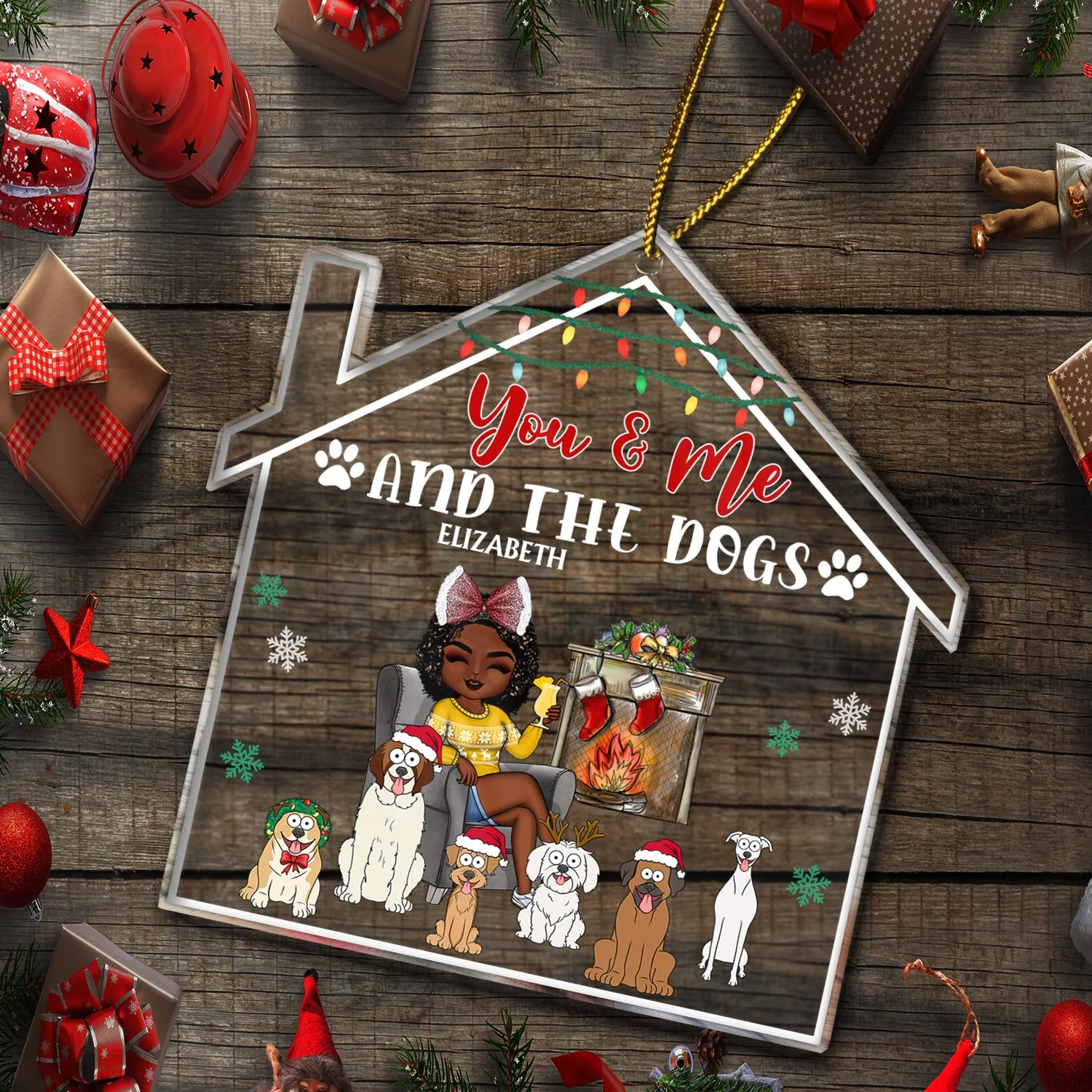 You And Me And The Fur Babies - Christmas Gifts For Couples, Dog Lovers, Cat Lovers - Personalized Custom Shaped Acrylic Ornament - Image 5