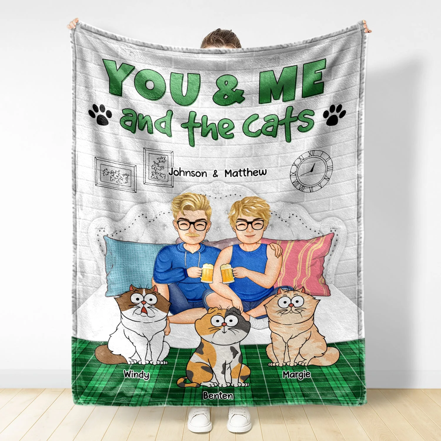 You And Me And The Fur Babies - Gift For Dog Cat Lovers - Personalized Fleece Blanket - Image 2
