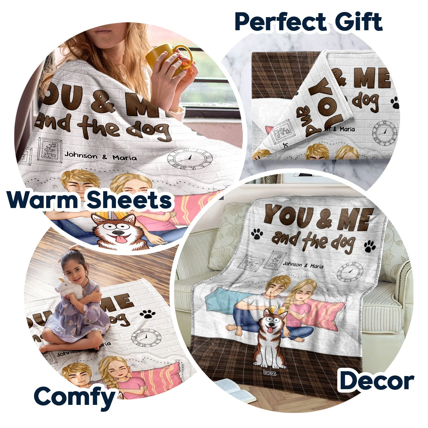 You And Me And The Fur Babies - Gift For Dog Cat Lovers - Personalized Fleece Blanket - Image 5