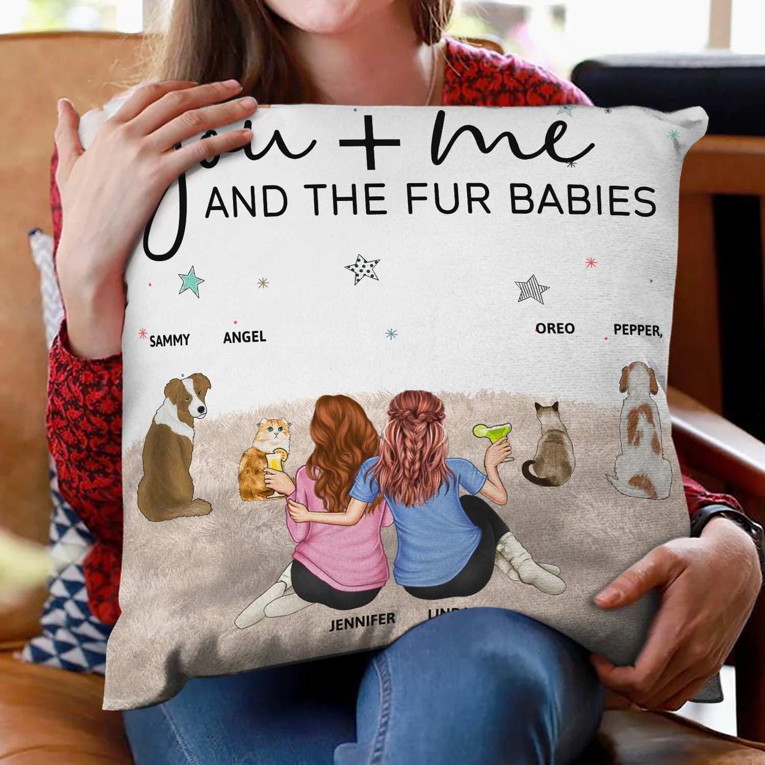 You And Me And The Fur Babies - Gift For Pet Lovers - Personalized Pillow - Image 2