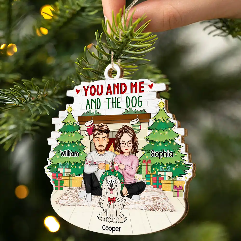 You And Me And The Fur Babies - Personalized Custom Shaped Wooden Ornament - Image 2