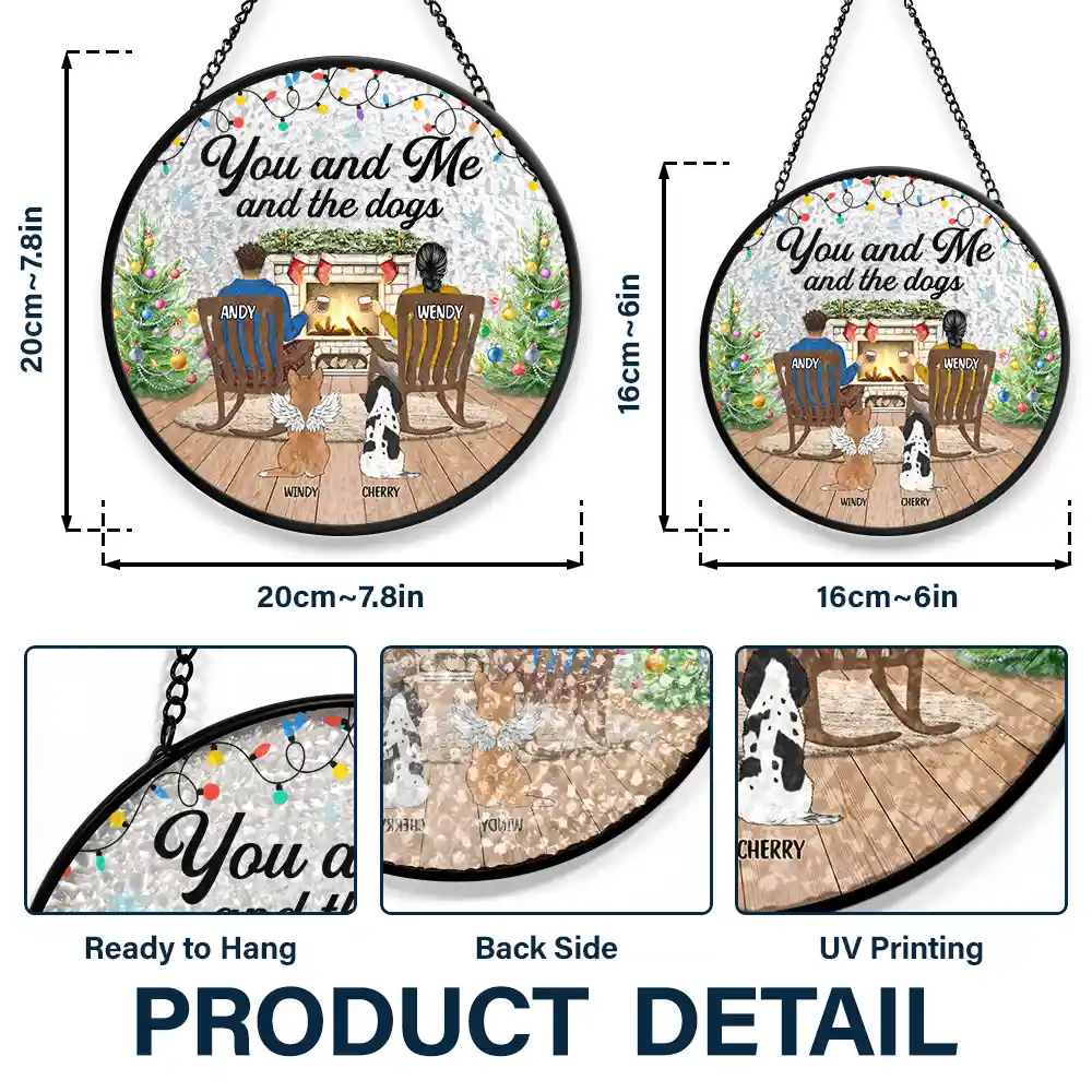You And Me And The Fur Babies - Personalized Stained Glass Window Hanging Suncatcher - Image 3