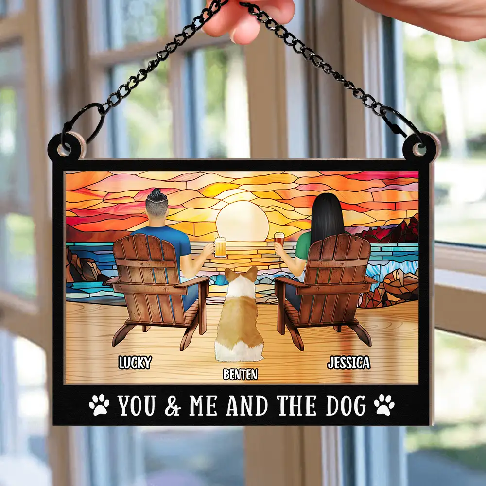You And Me And The Fur Babies - Personalized Window Hanging Suncatcher Ornament - Image 2