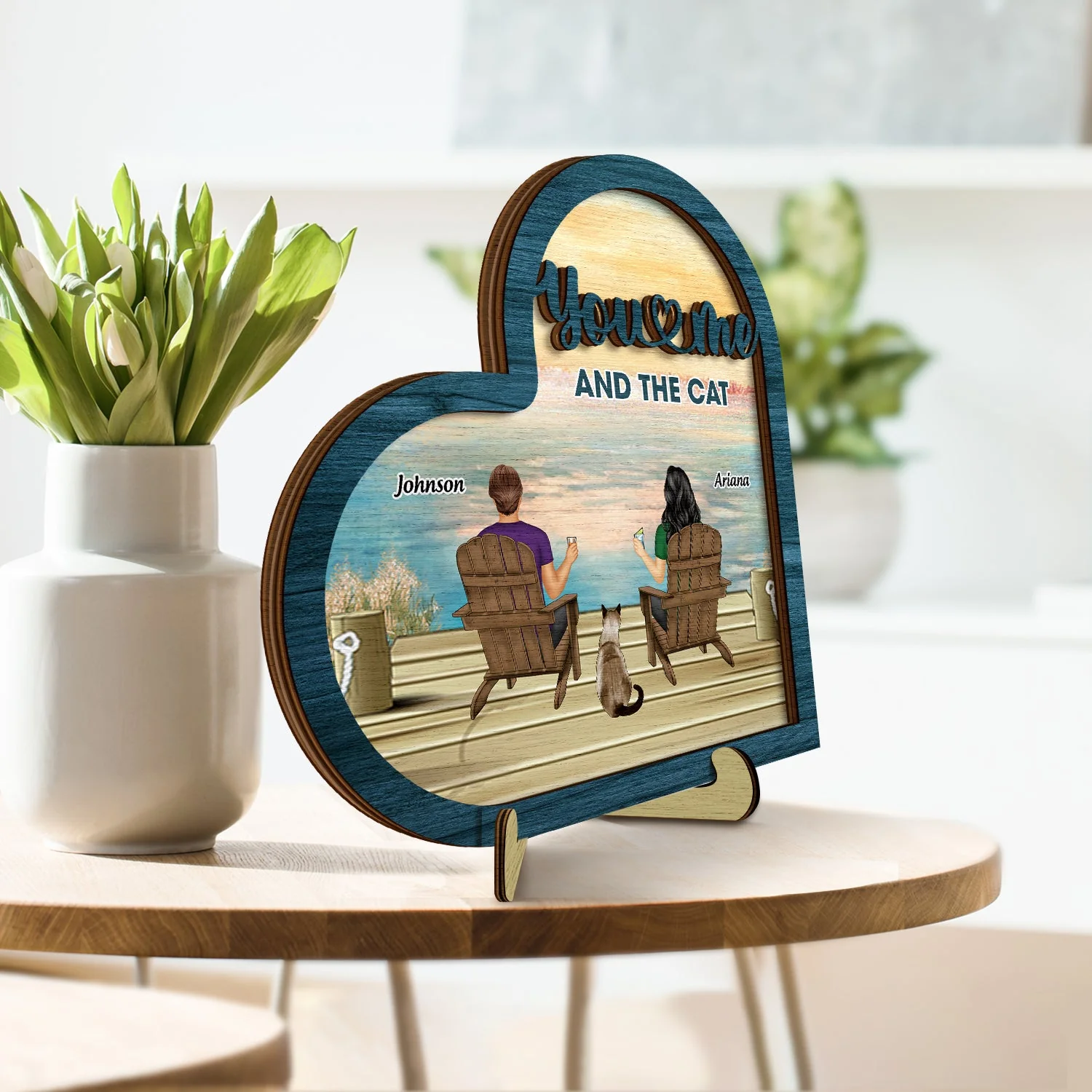 You And Me And The Fur Babies Sunflower - Gift For Pet Lovers - Personalized 2-Layered Wooden Plaque With Stand - Image 3