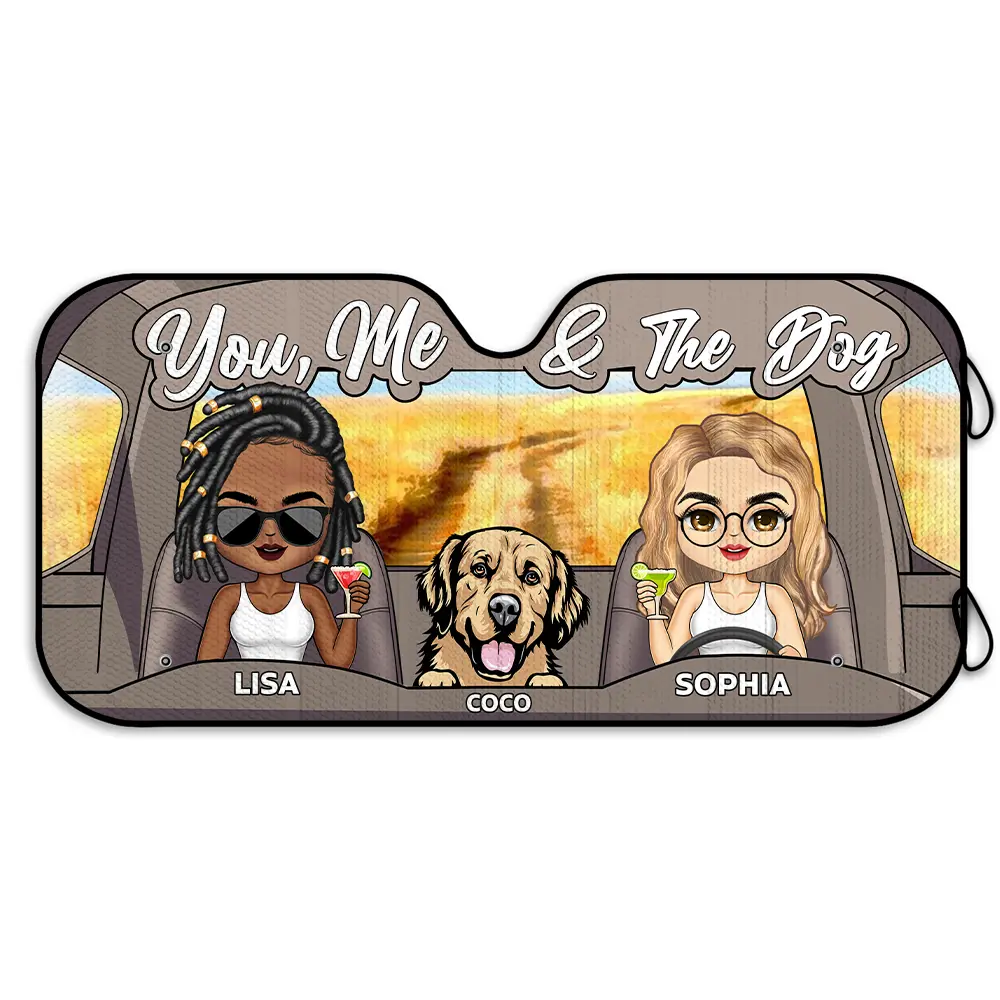 You And Me And The Pet Couples - Personalized Auto Sunshade - Image 2
