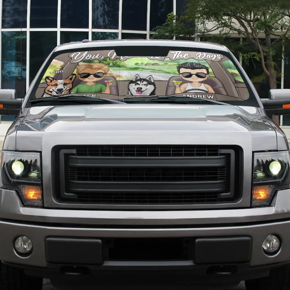 You And Me And The Pet Couples - Personalized Auto Sunshade - Image 5