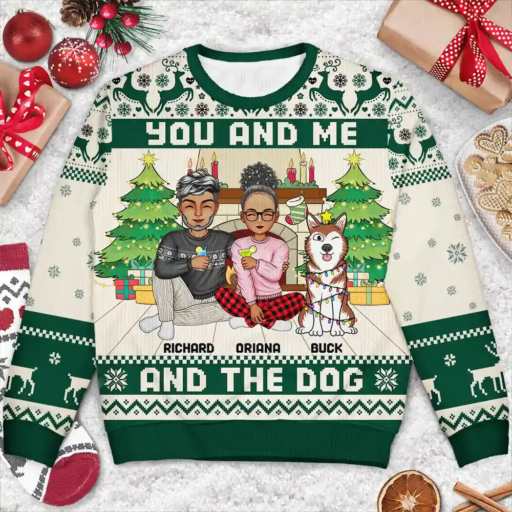 You And Me And The Pets - Personalized Unisex Ugly Sweater - Image 3