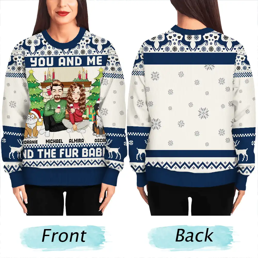You And Me And The Pets - Personalized Unisex Ugly Sweater - Image 5