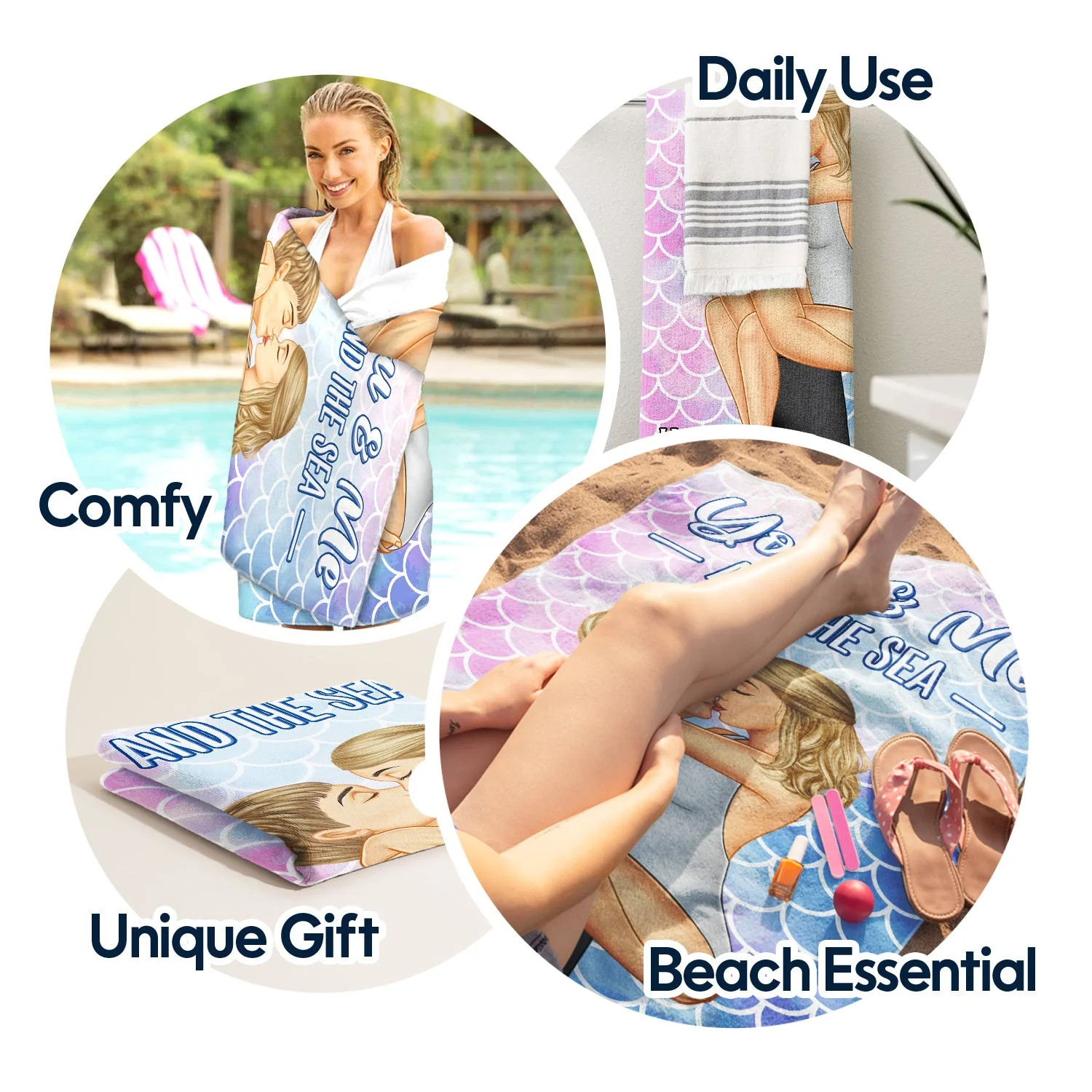 You And Me And The Sea - Birthday, Loving, Anniversary, Vacation, Travel Gift For Spouse, Husband, Wife, Couple, Boyfriend, Girlfriend - Personalized Beach Towel - Image 5