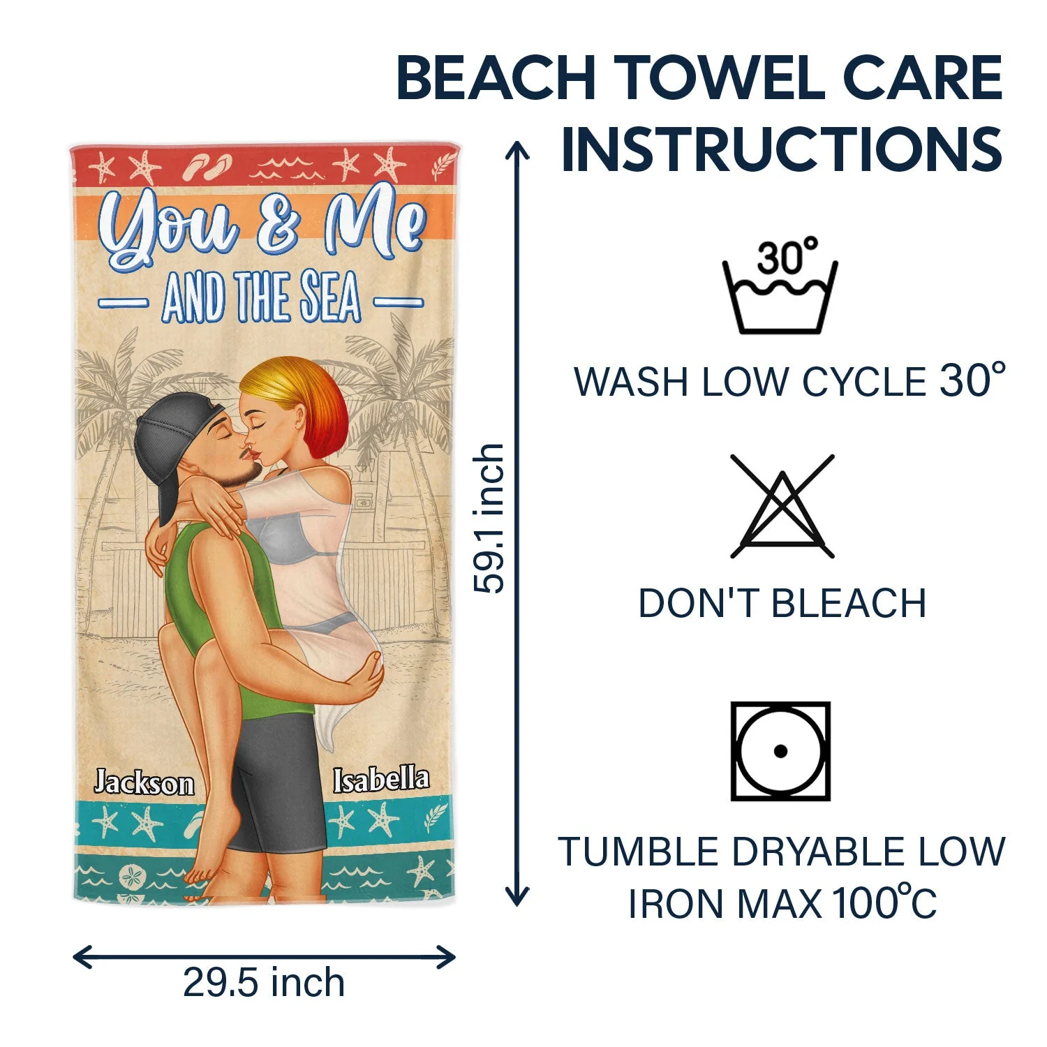 You And Me And The Sea - Birthday, Loving, Anniversary, Vacation, Travel Gift For Spouse, Husband, Wife, Couple, Boyfriend, Girlfriend - Personalized Beach Towel - Image 6
