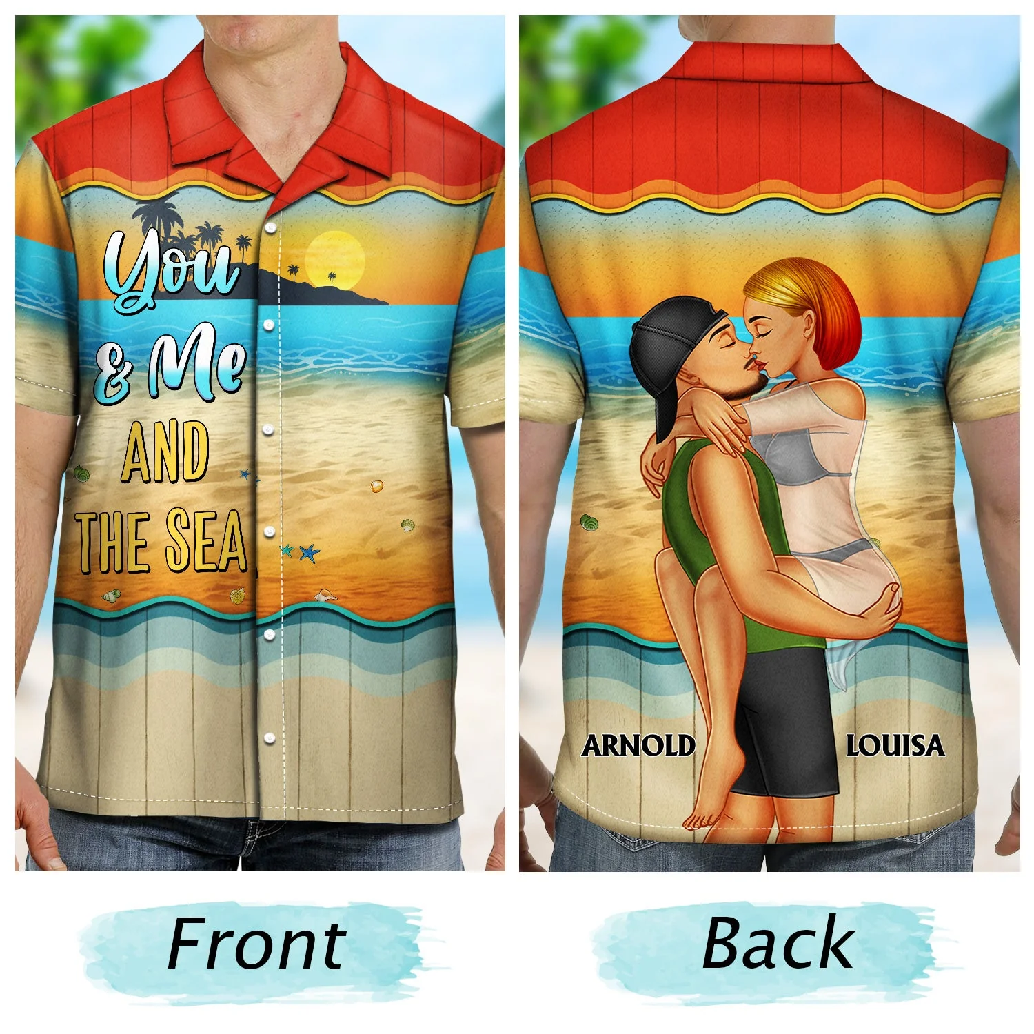 You And Me And The Sea - Birthday, Loving, Anniversary, Vacation, Travel Gift For Spouse, Husband, Wife, Couple, Boyfriend, Girlfriend - Personalized Hawaiian Shirt - Image 3