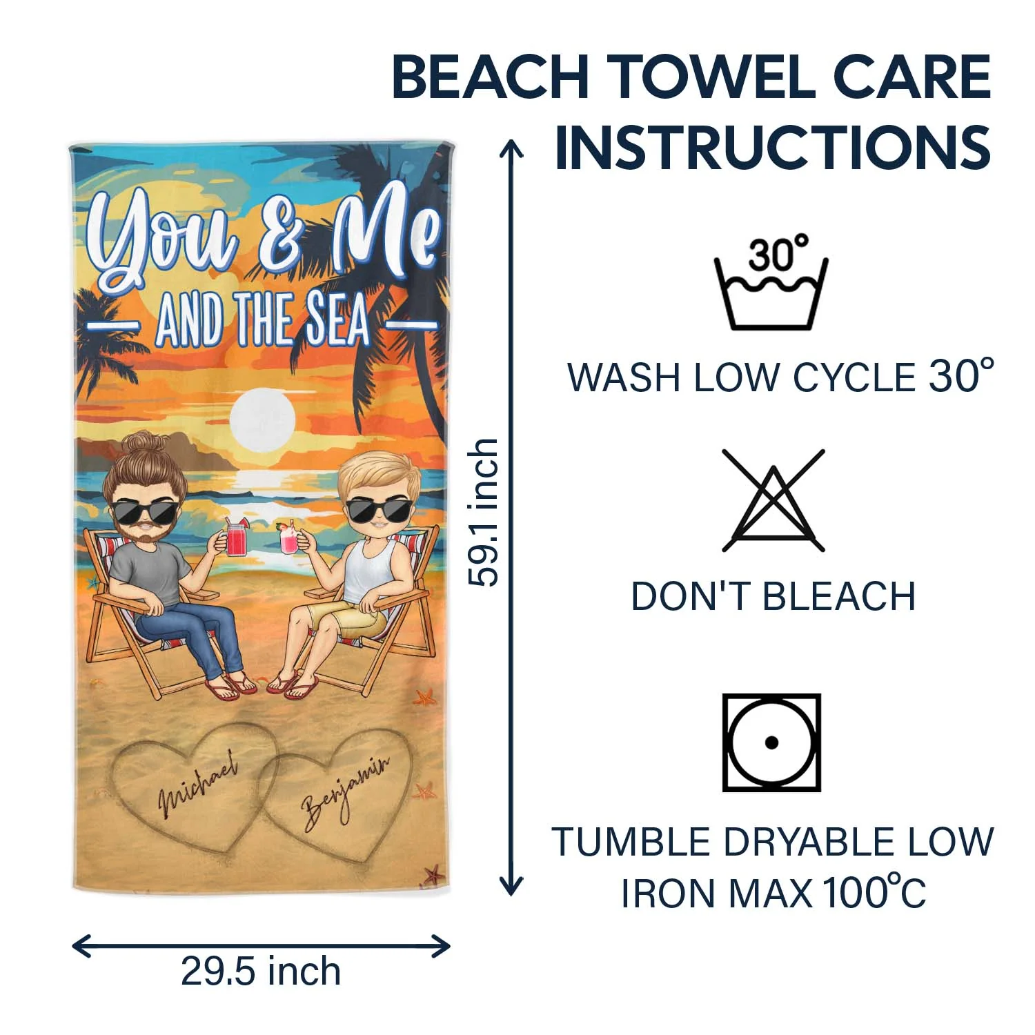 You And Me And The Sea Traveling Beach Swimming Picnic Vacation - Birthday, Funny Gift For Her, Him, Couples, Family - Personalized Custom Beach Towel - Image 6