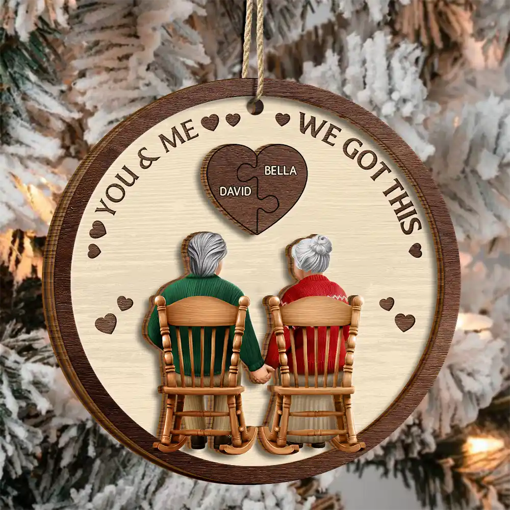 You And Me Grow Old Together - Personalized 2-Layered Wooden Ornament - Image 3