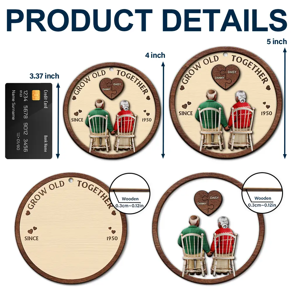 You And Me Grow Old Together - Personalized 2-Layered Wooden Ornament - Image 5
