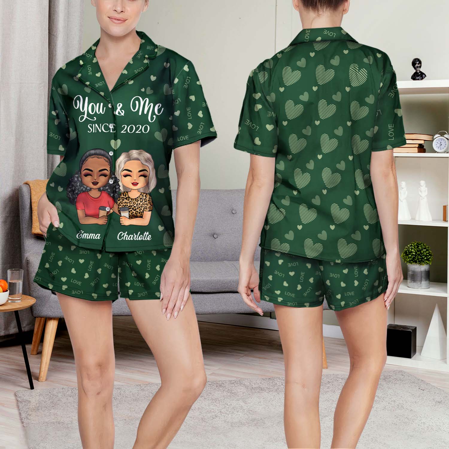 You And Me Since - Anniversary, Birthday Gift For Spouse, Husband, Wife, Boyfriend, Girlfriend - Personalized Custom Short Pajamas Set - Image 4
