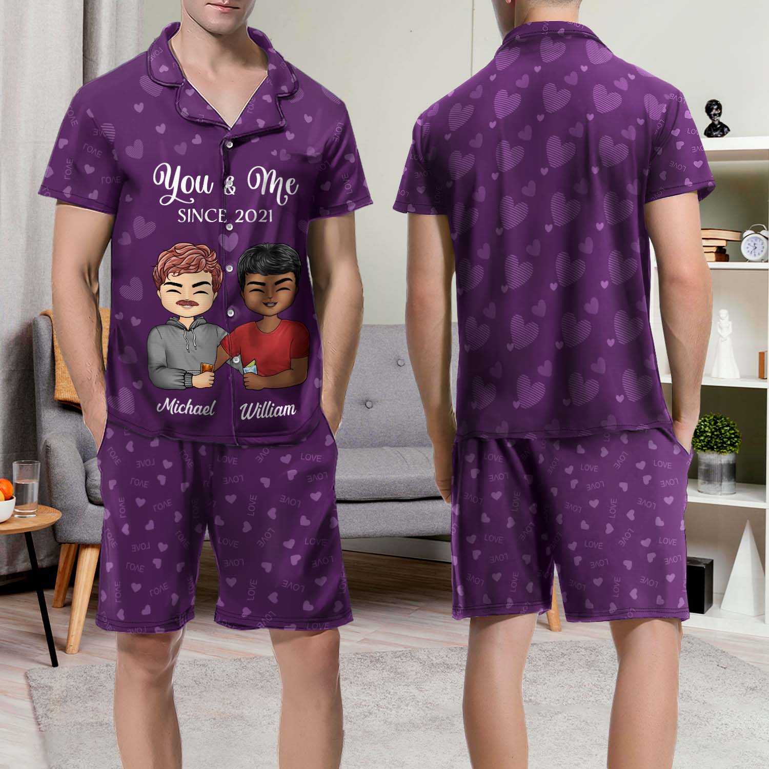 You And Me Since - Anniversary, Birthday Gift For Spouse, Husband, Wife, Boyfriend, Girlfriend - Personalized Custom Short Pajamas Set - Image 5