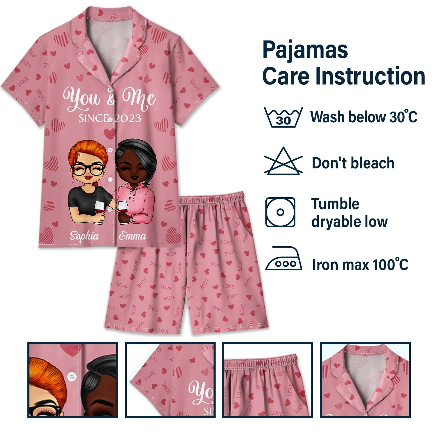 You And Me Since - Anniversary, Birthday Gift For Spouse, Husband, Wife, Boyfriend, Girlfriend - Personalized Custom Short Pajamas Set - Image 6