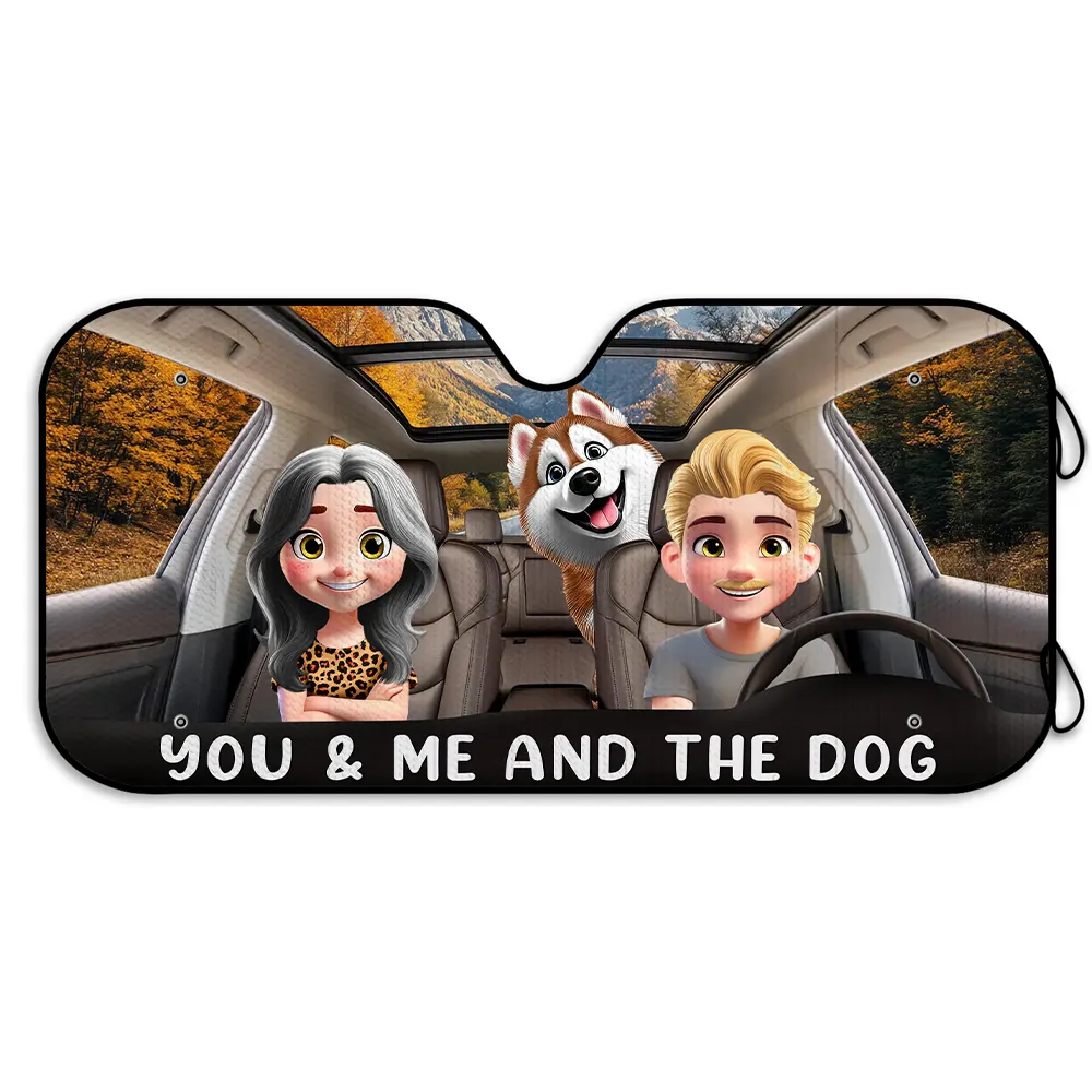 You And Me & The Dogs - Personalized Auto Sunshade - Image 2