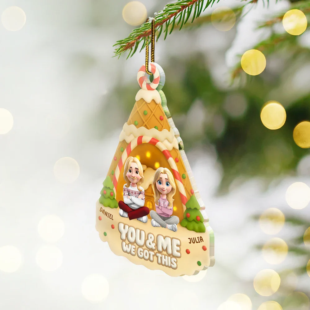 You And Me Waffle Christmas Tree - Personalized Custom Shaped Acrylic Ornament - Image 2