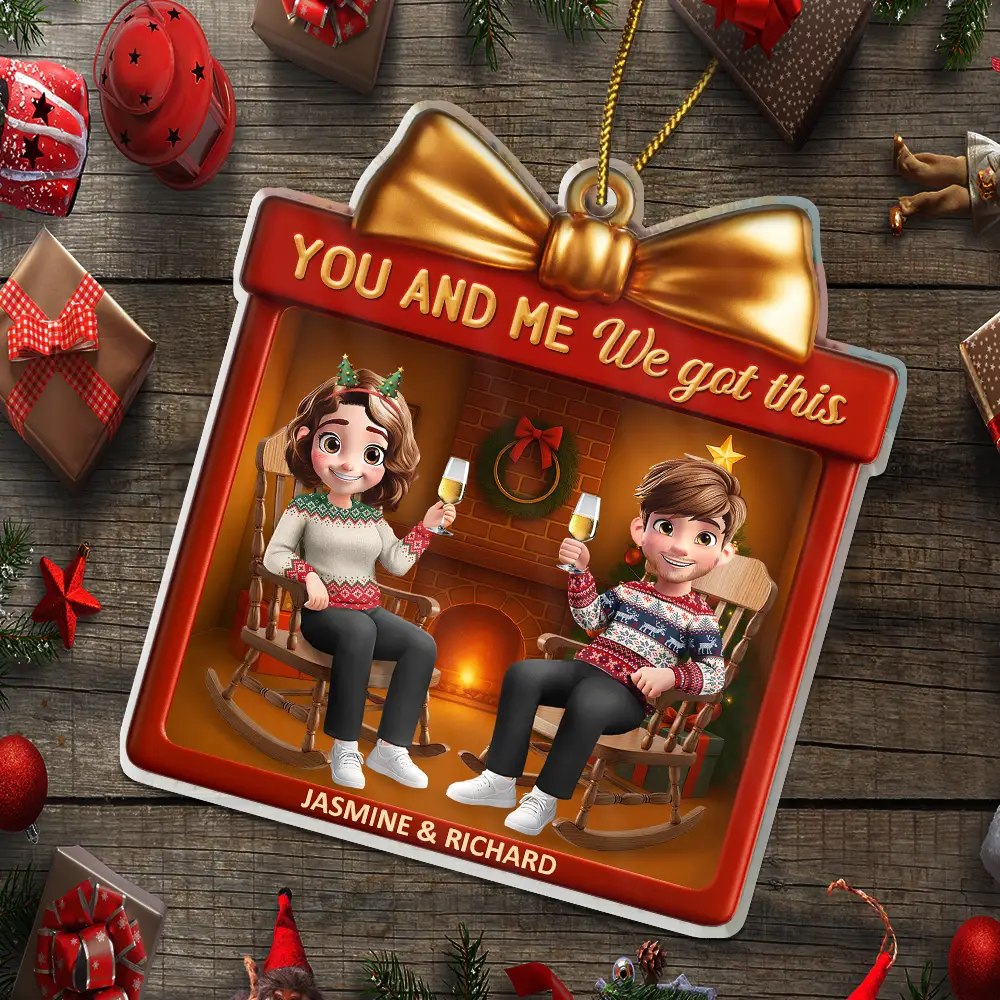 You And Me We Got This 3D Effect Couple - Personalized Custom Shaped Acrylic Ornament - Image 6