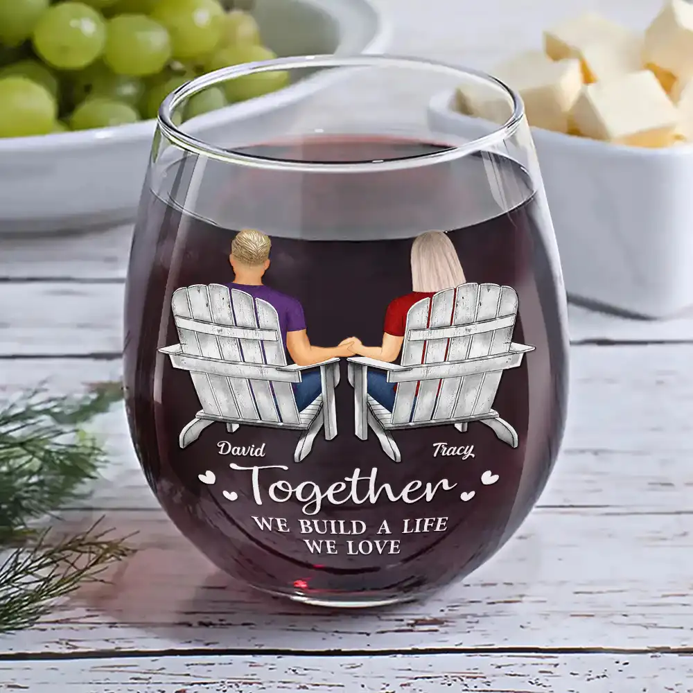 You And Me We Got This Anniversary Couple - Personalized Stemless Wine Glass - Image 6