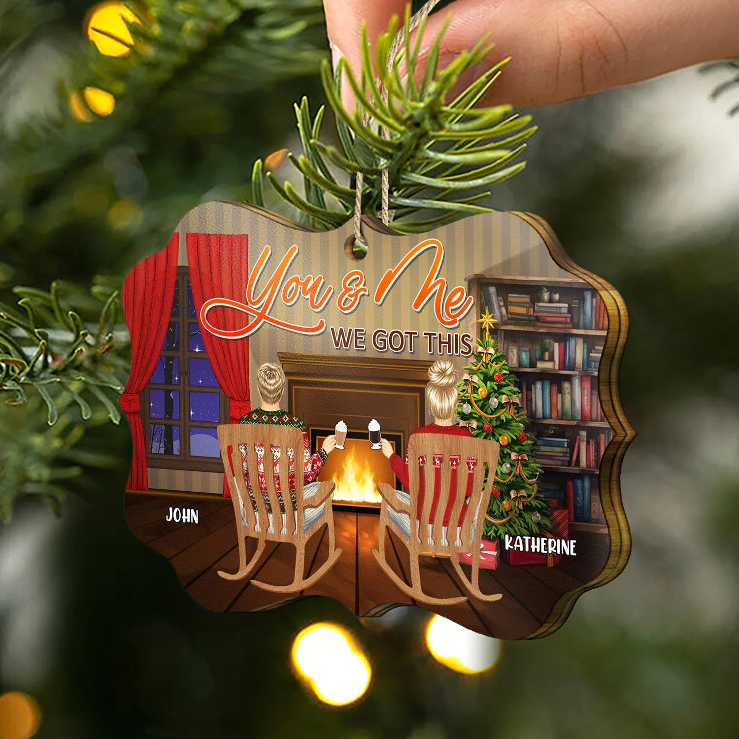 You And Me We Got This - Gift For Couples - Personalized Medallion Wooden Ornament - Image 2