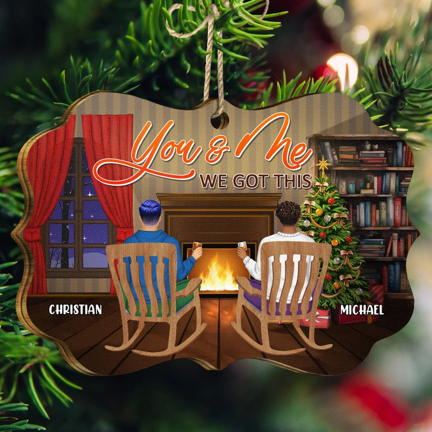 You And Me We Got This - Gift For Couples - Personalized Medallion Wooden Ornament - Image 3