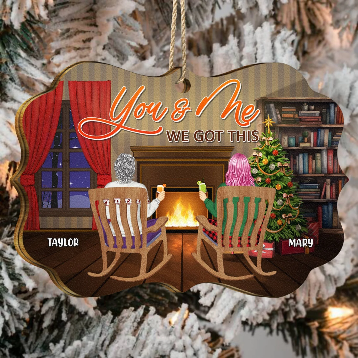 You And Me We Got This - Gift For Couples - Personalized Medallion Wooden Ornament - Image 4