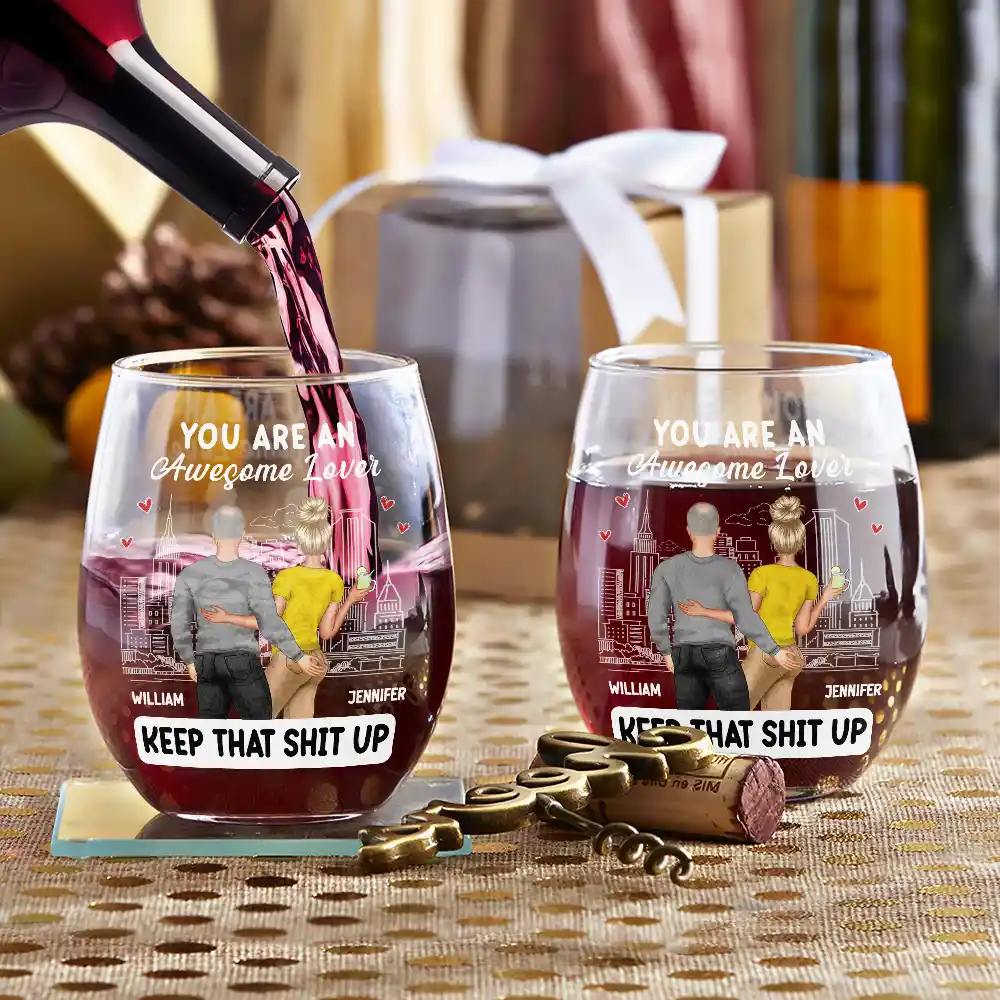 You Are An Awesome Wife - Personalized Stemless Wine Glass - Image 3