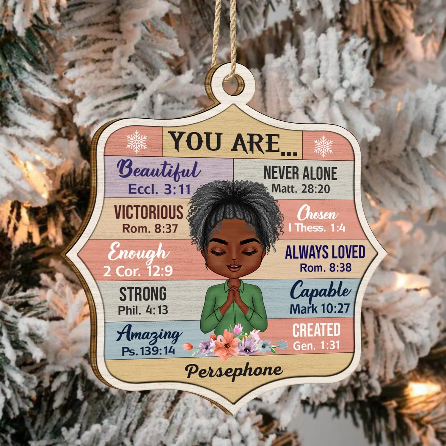 You Are Beautiful, Never Alone, Victorious, Chosen - Christmas Gift For Woman - Personalized Custom Shaped Wooden Ornament - Image 4