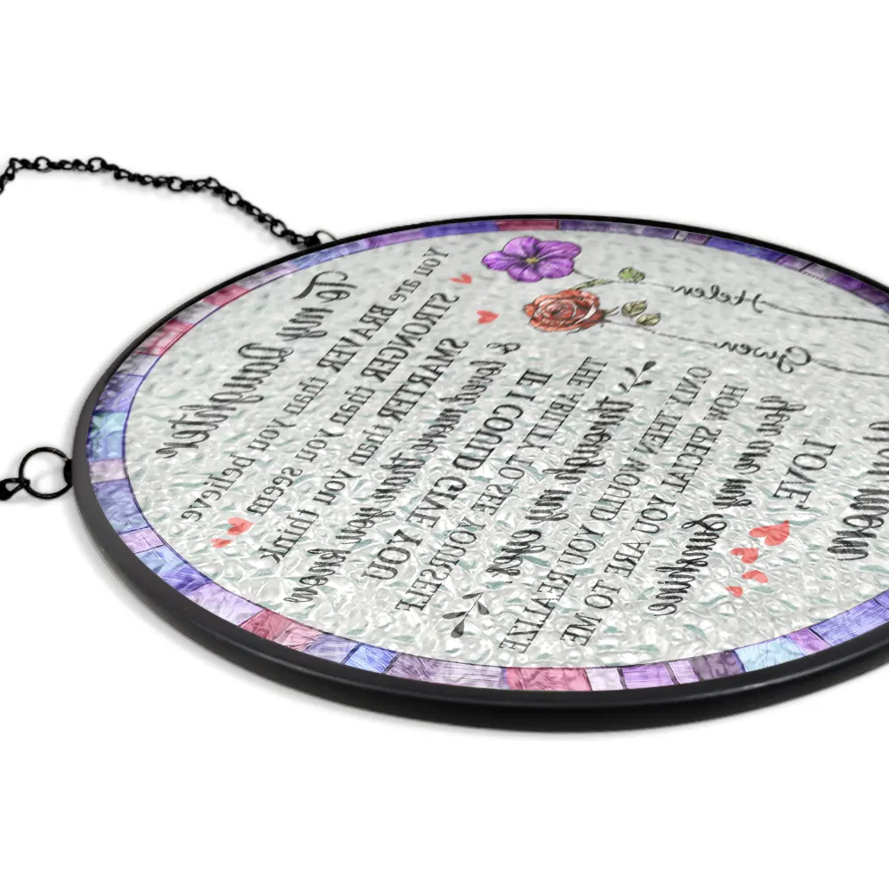 You Are Braver Than You Believe Mom Daughter - Personalized Stained Glass Window Hanging Suncatcher - Image 5