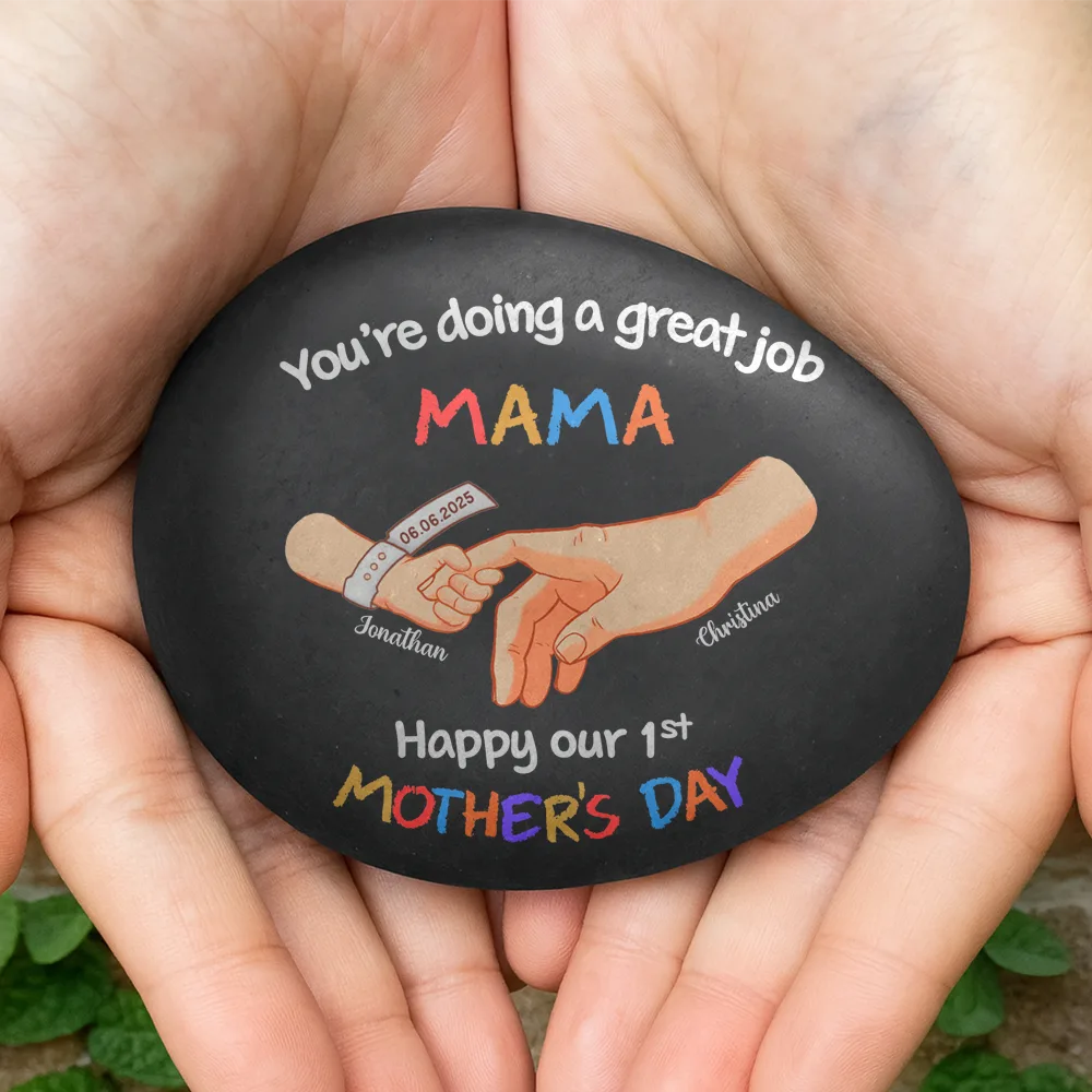 You Are Doing A Great Job New Mom Newborn Baby - Personalized Printed Rock - Image 4