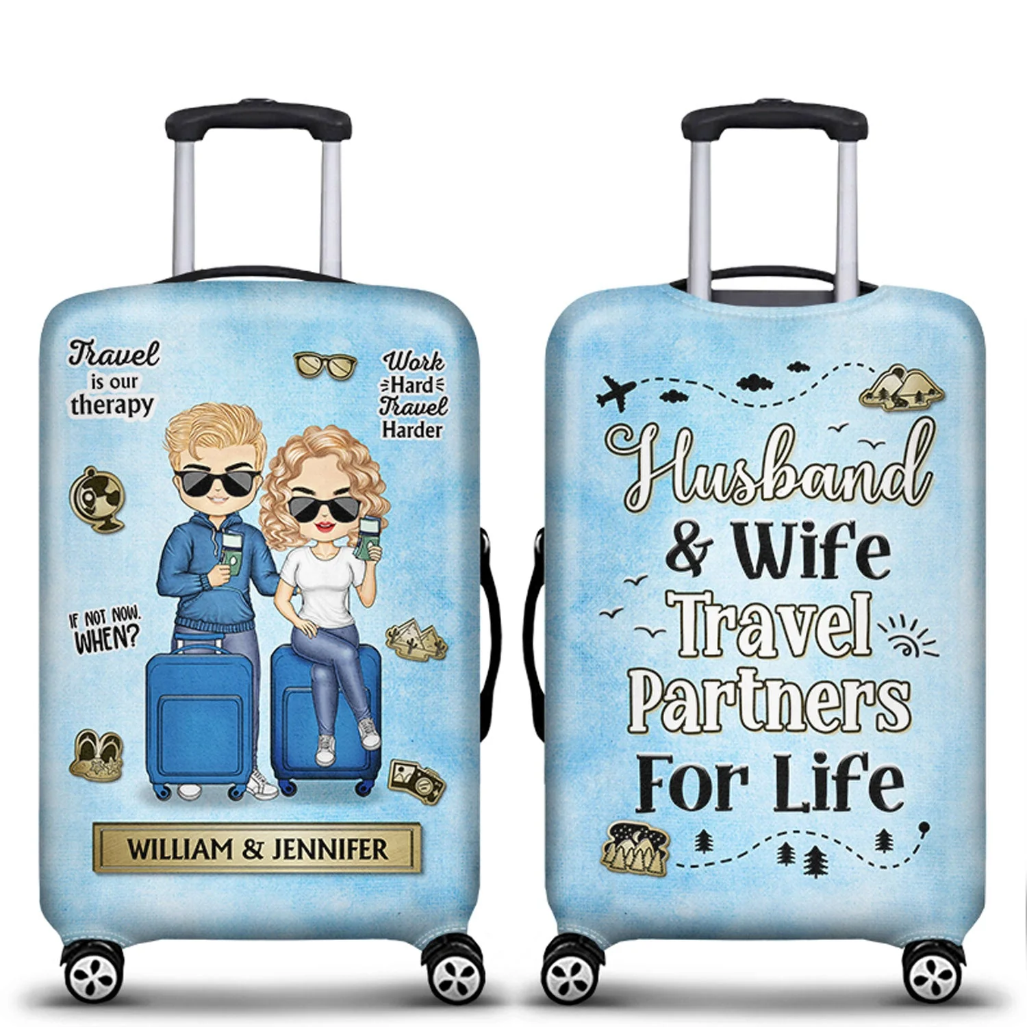 You Are My Adventure Always And Forever - Birthday Gift For Couple, Family, Travel, Vacation Lovers - Personalized Custom Luggage Cover - Image 2