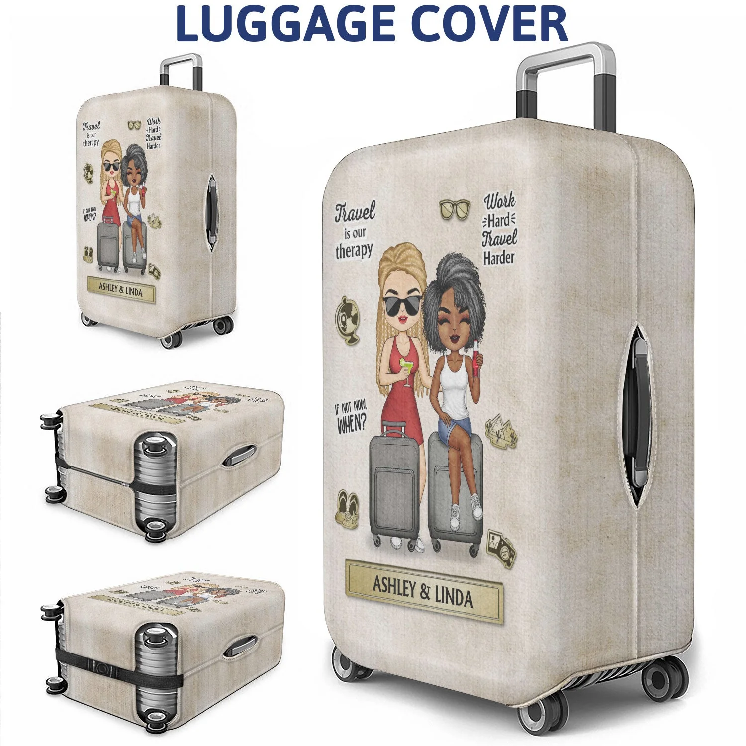 You Are My Adventure Always And Forever - Birthday Gift For Couple, Family, Travel, Vacation Lovers - Personalized Custom Luggage Cover - Image 4