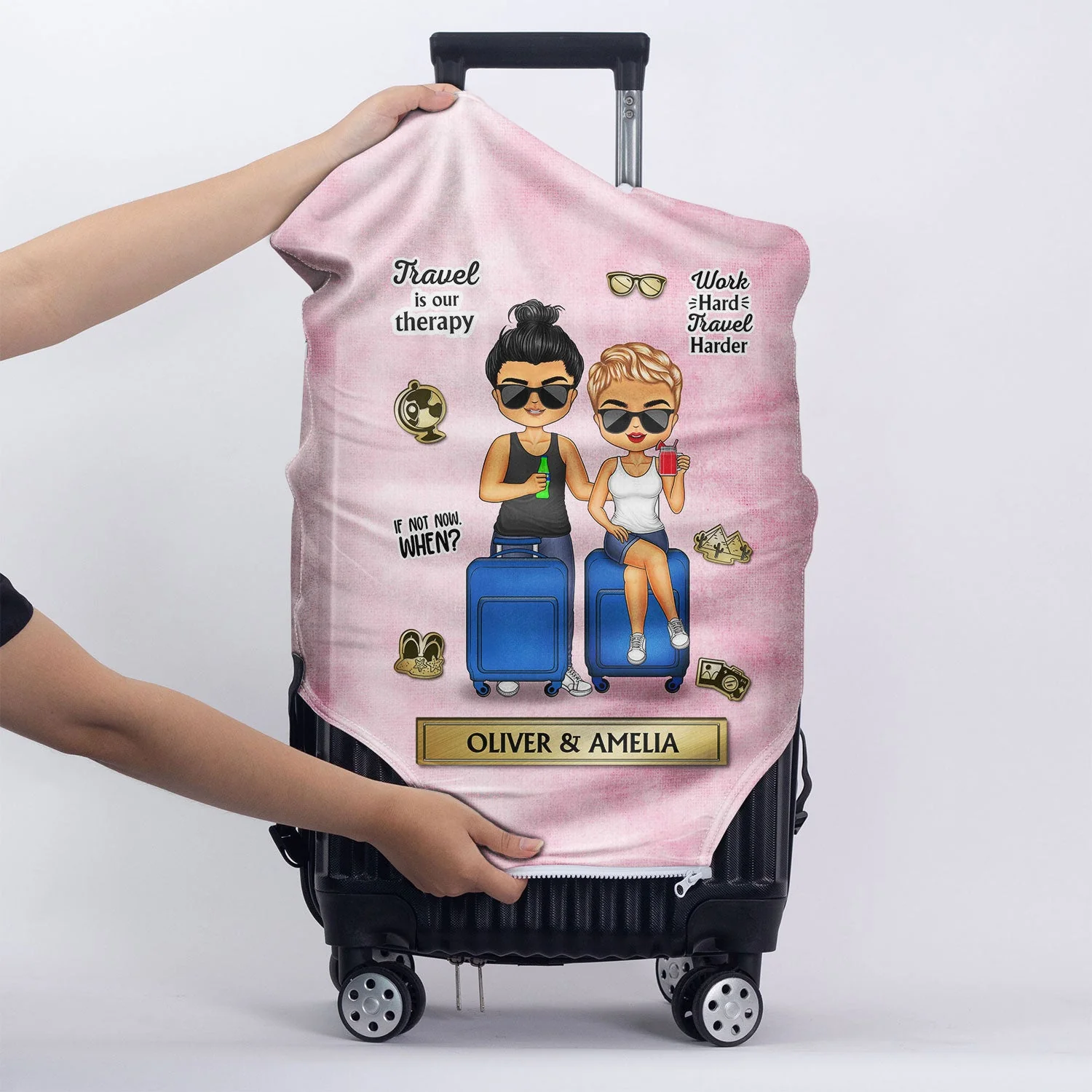 You Are My Adventure Always And Forever - Birthday Gift For Couple, Family, Travel, Vacation Lovers - Personalized Custom Luggage Cover - Image 6