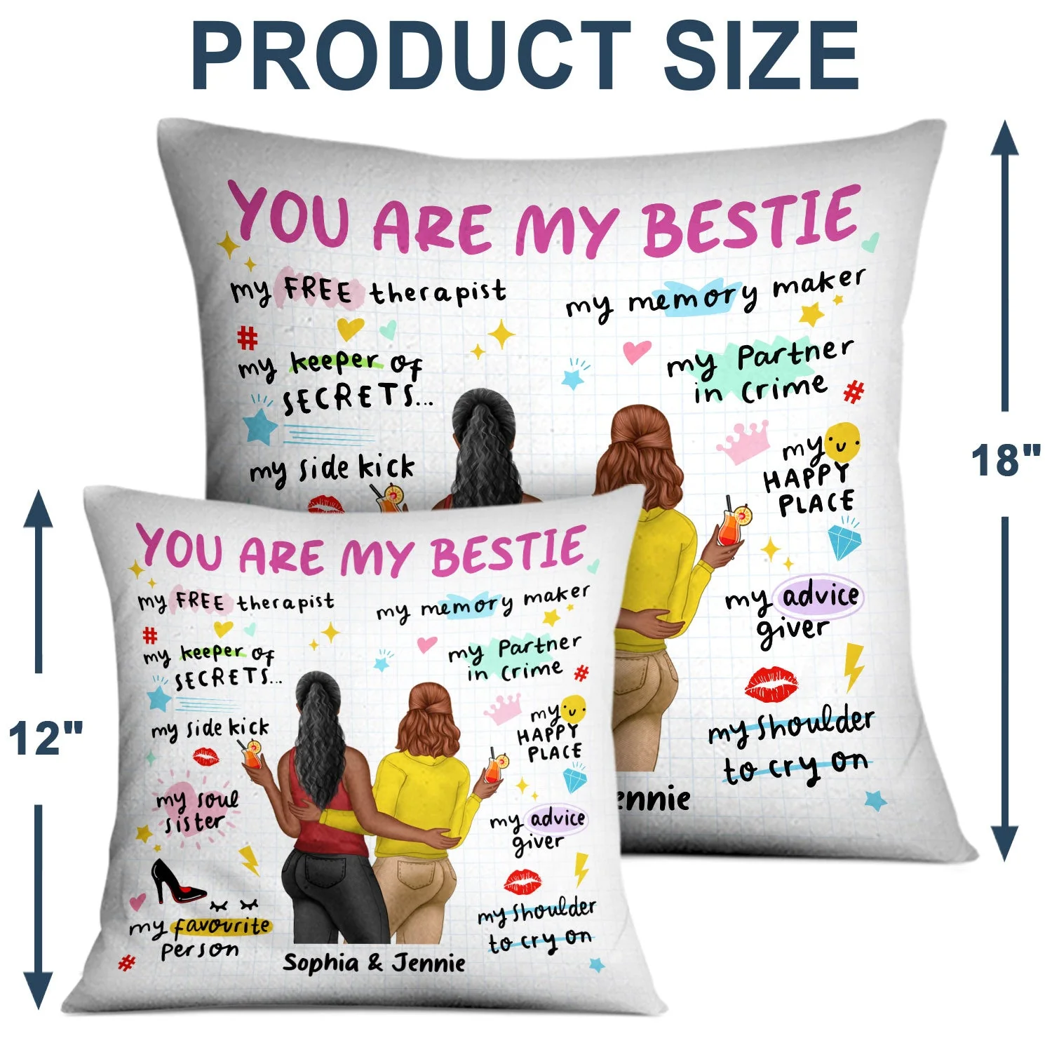 You Are My Bestie - Gift For Besties - Personalized Pillow - Image 4