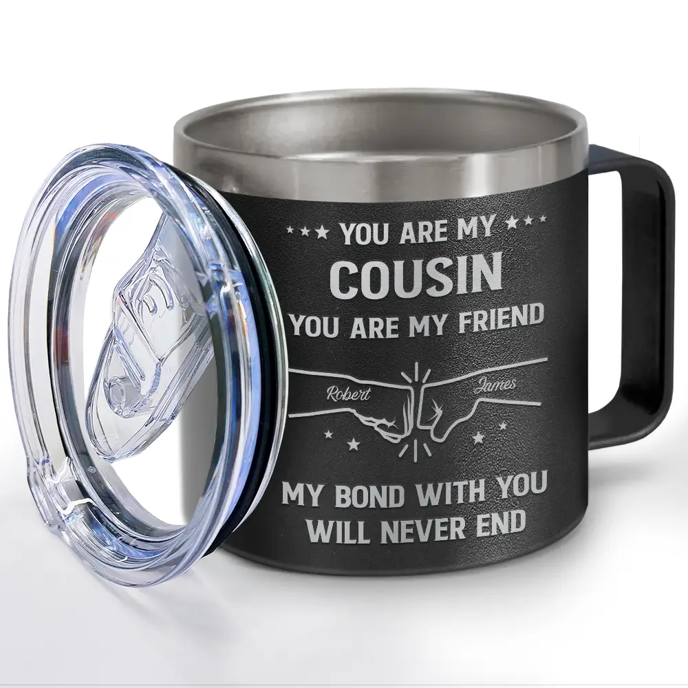 You Are My Brother My Friend - Personalized 14oz Stainless Steel Tumbler With Handle - Image 2