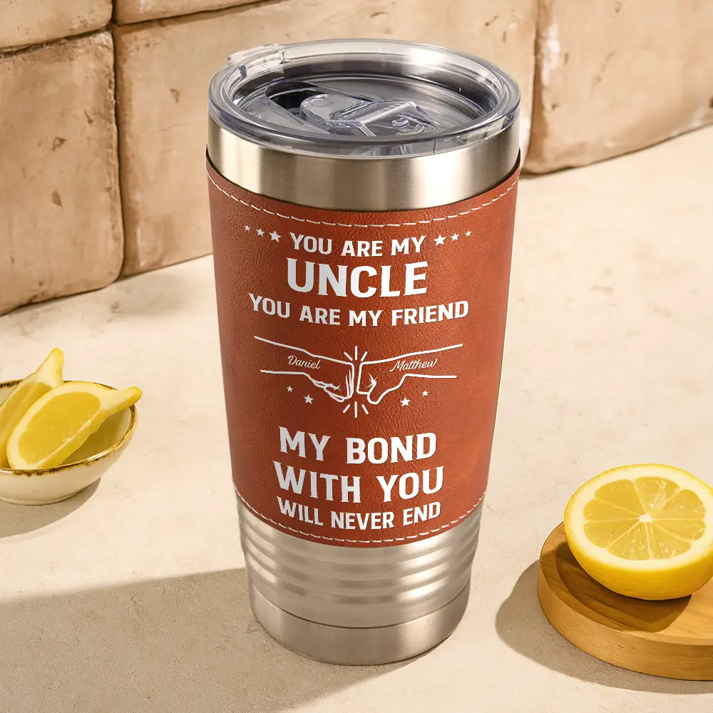 You Are My Brother My Friend - Personalized Leather Tumbler - Image 3