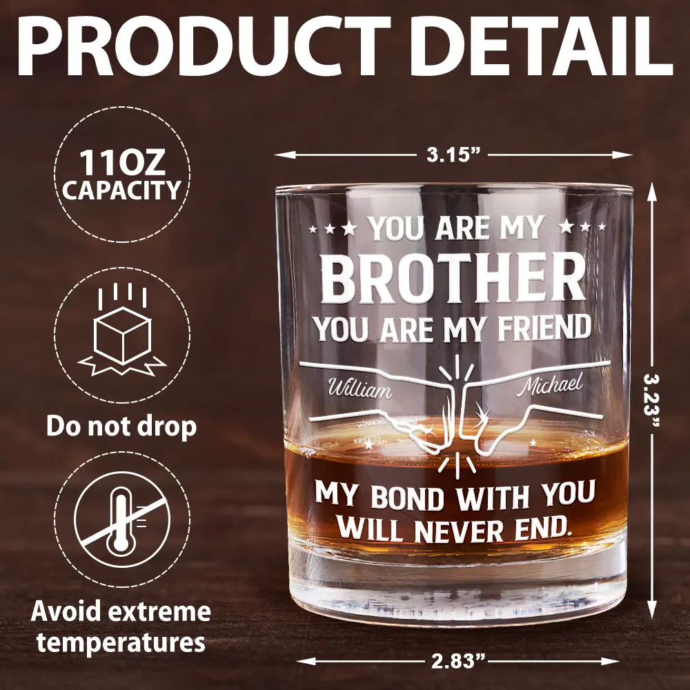 You Are My Brother My Friend - Personalized Whiskey Glass - Image 5