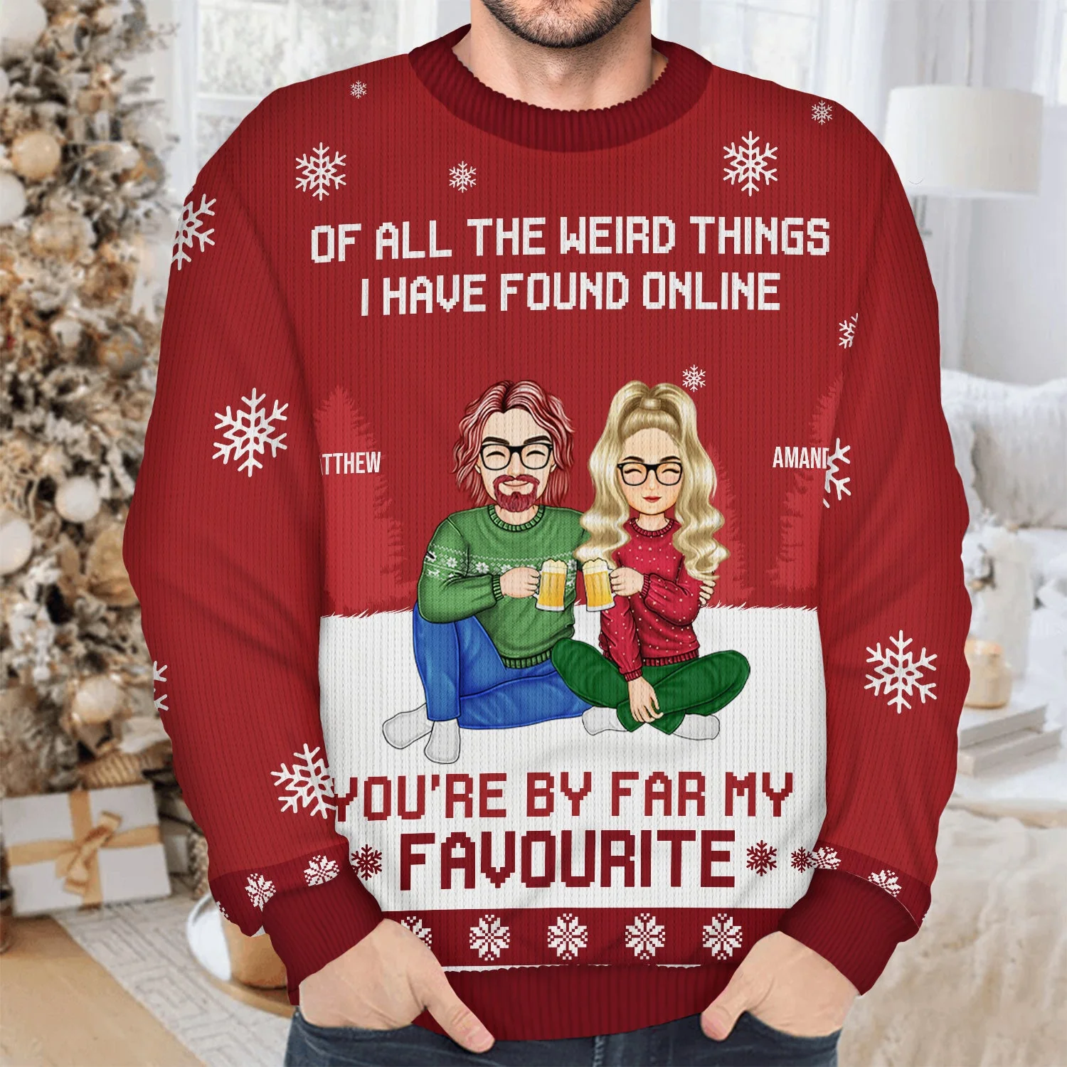 You Are My Favourite By Far - Gift For Couples - Personalized Unisex Ugly Sweater - Image 4