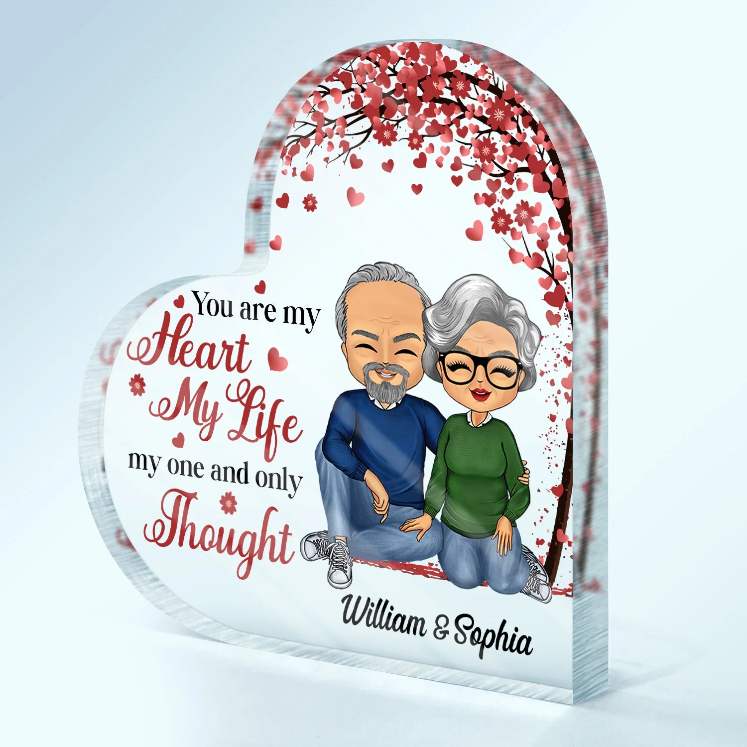 You Are My Heart My Life My One And Only Thought Husband Wife - Gift For Couples - Personalized Custom Heart Shaped Acrylic Plaque - Image 2
