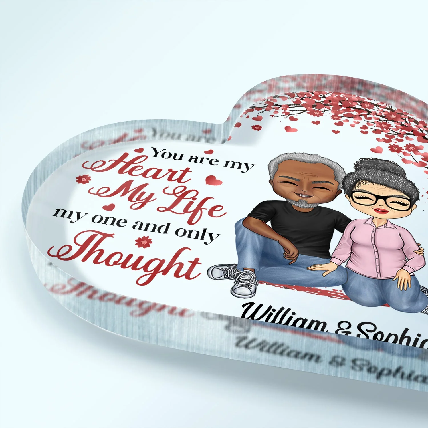 You Are My Heart My Life My One And Only Thought Husband Wife - Gift For Couples - Personalized Custom Heart Shaped Acrylic Plaque - Image 3