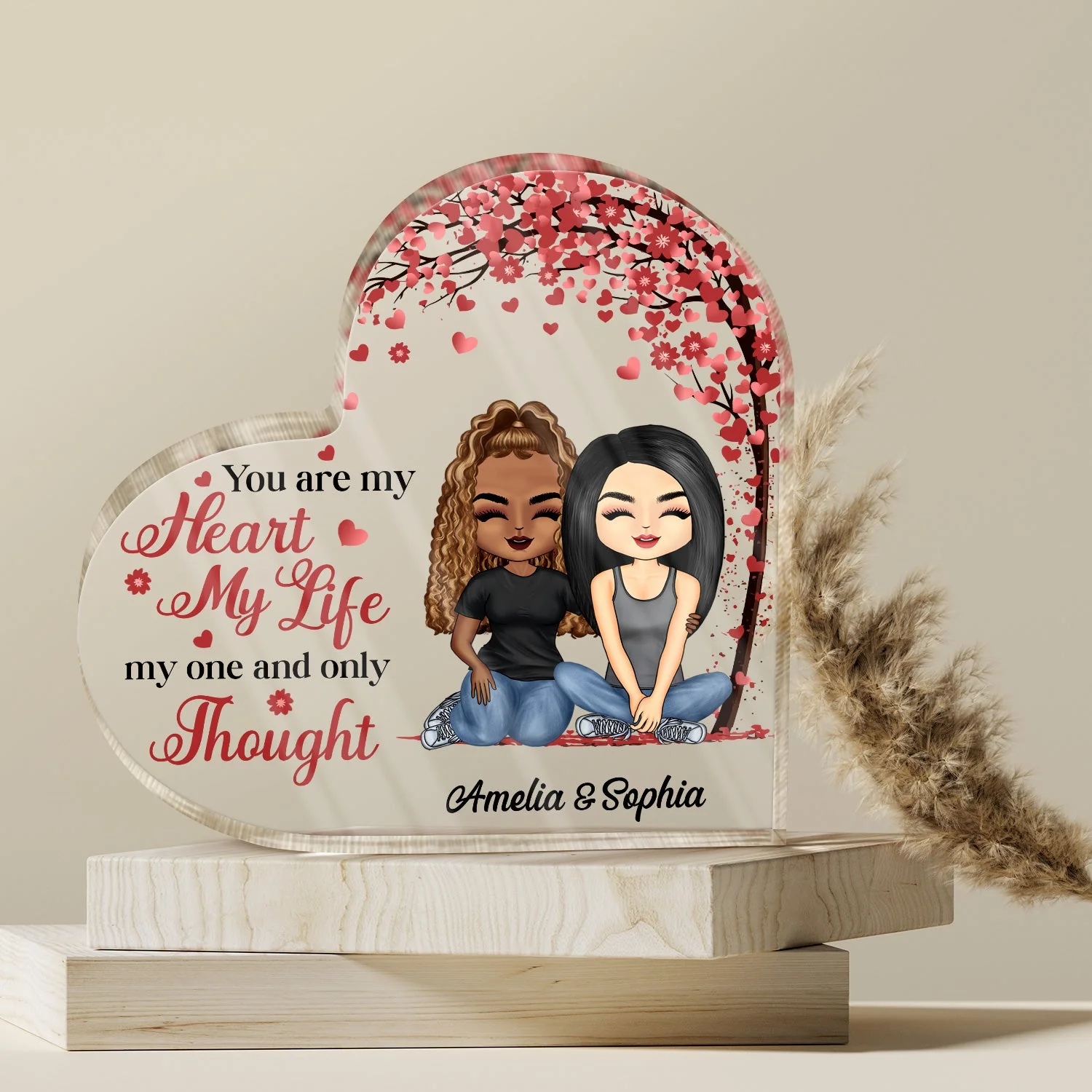 You Are My Heart My Life My One And Only Thought Husband Wife - Gift For Couples - Personalized Custom Heart Shaped Acrylic Plaque - Image 4