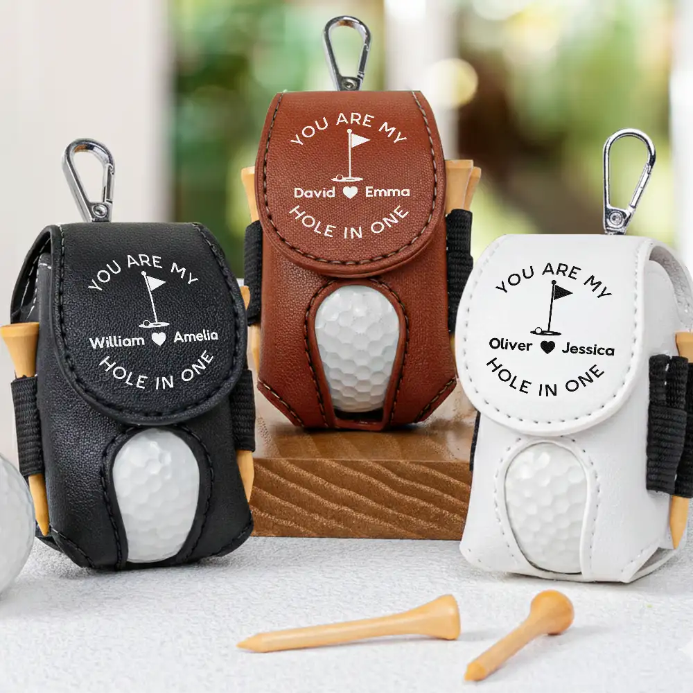 You Are My Hole In One - Personalized Leather Golf Ball Holder - Image 2