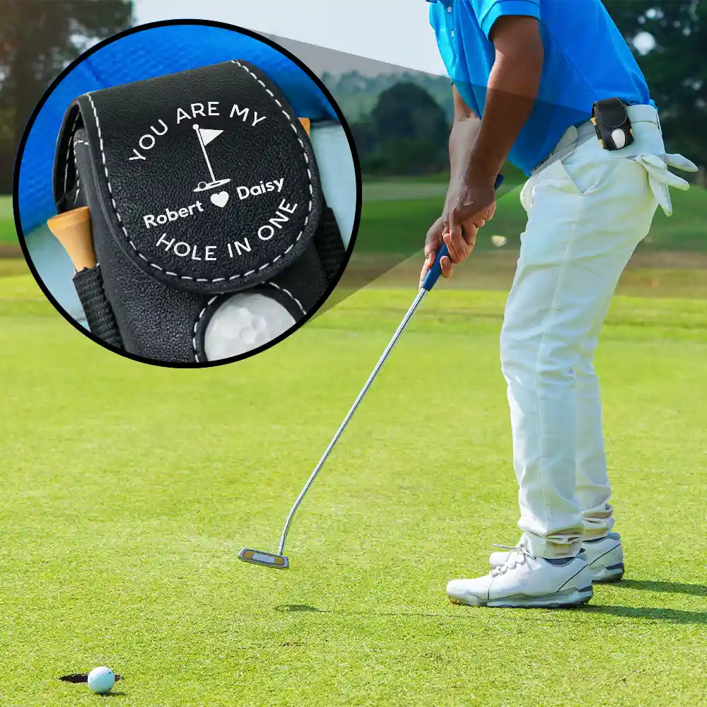 You Are My Hole In One - Personalized Leather Golf Ball Holder - Image 5