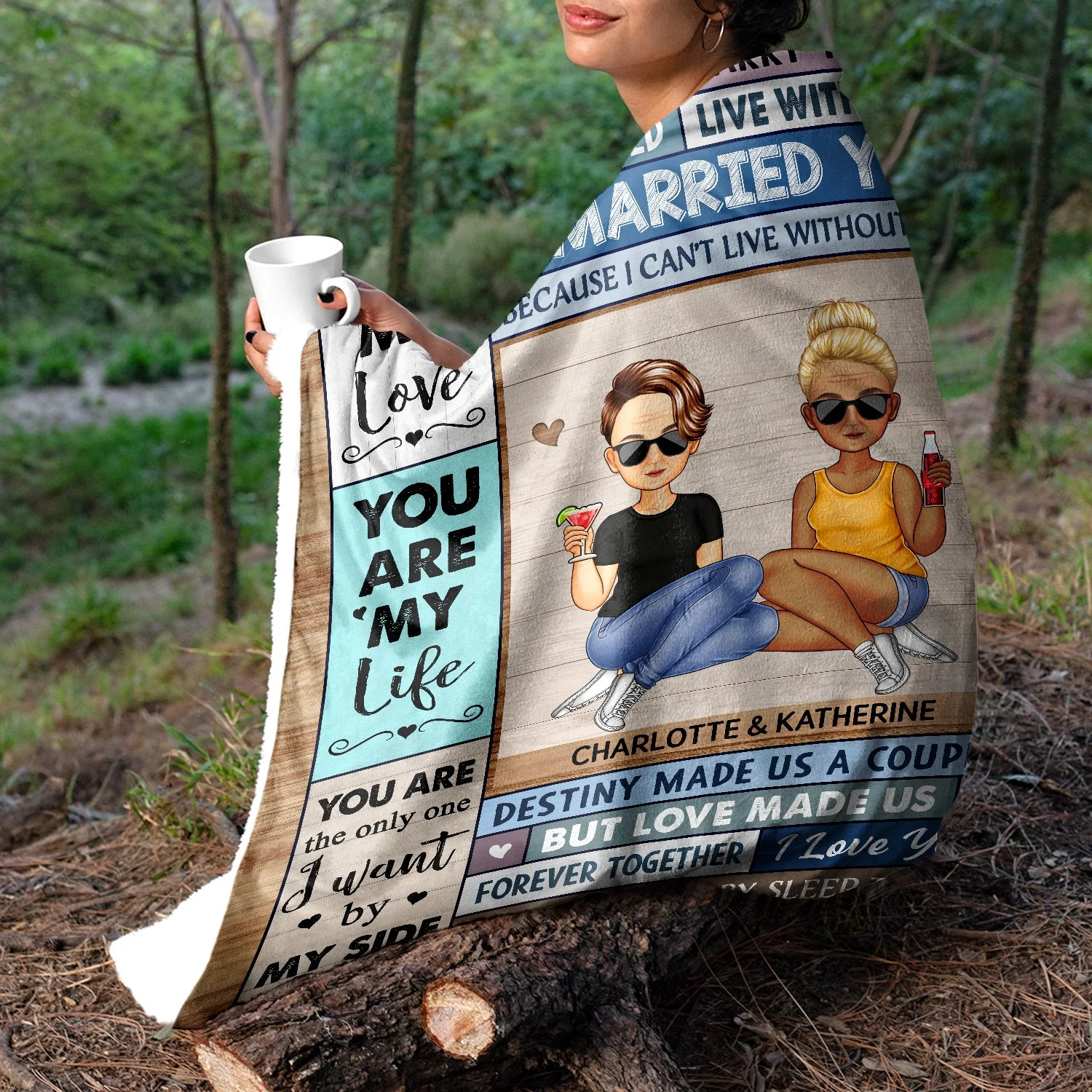 You Are My Love I Married You Because I Can't Live Without You Cartoon Husband Wife - Gift For Couples - Personalized Fleece Blanket - Image 3